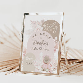 Nalle Modern Boho Girl Baby Shower Board Poster