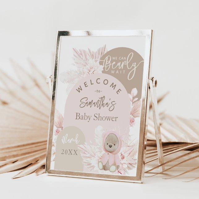 Nalle Modern Boho Girl Baby Shower Board Poster (Skapare uppladdad)