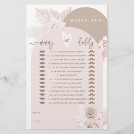 Nalle Modern Boho Girl Baby Shower-spel