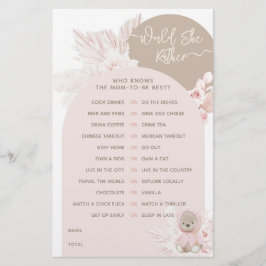 Nalle Modern Boho Girl Baby Shower-spel