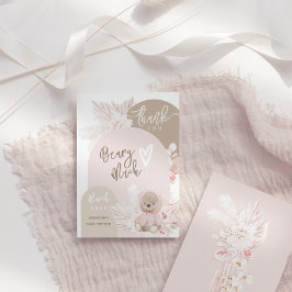 Nalle Modern Boho Girl Baby Shower Tack Kort