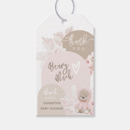 Nalle Modern Boho Girl Baby Shower Tack Presentetikett