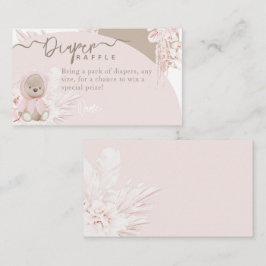 Nalle Modern Boho Rosa Baby Shower Diaper Tilläggskort