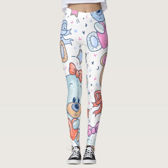 Nalle mönster leggings (Framsida)