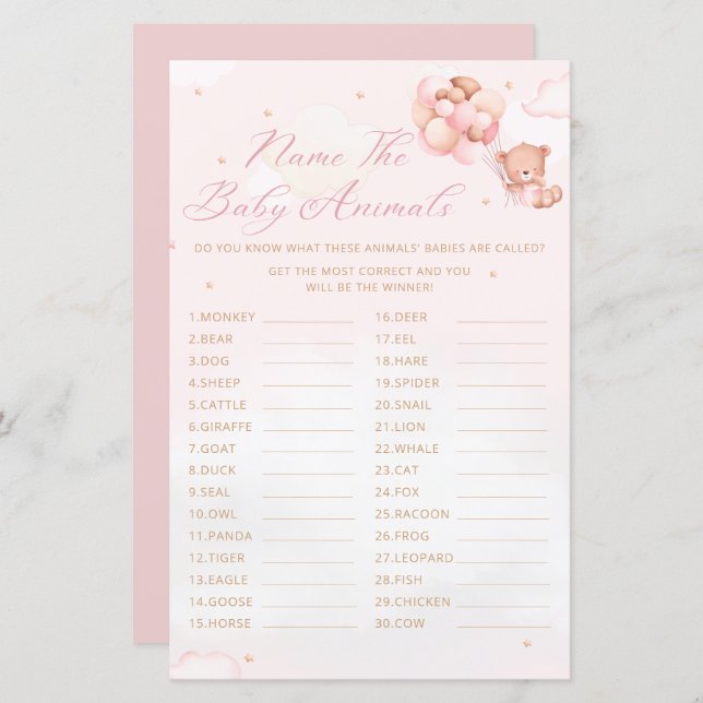 Nalle Namn, babyvilan Baby djur (Fram/baksida)