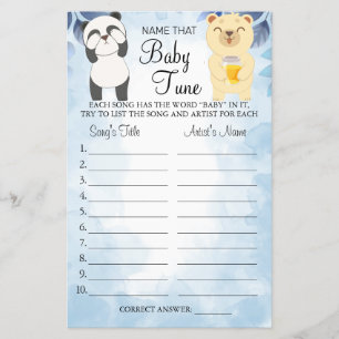 Nalle Namn som baby tune duschkort Flygblad