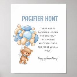 Nalle Nappar Hunt Baby Shower Game Poster