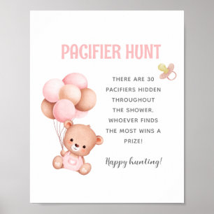 Nalle Nappar Hunt Baby Shower Game Poster