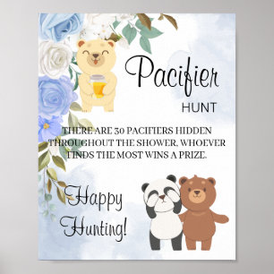 Nalle Nappar Hunt Baby Shower Game Sign Poster