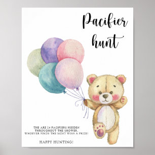 Nalle - nappar-jakt på babyduschspel poster