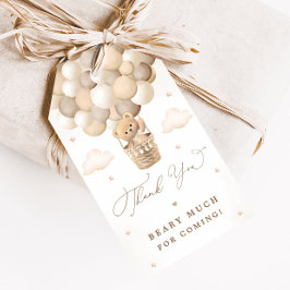 Nalle Neutralt Baby Shower Presentetikett