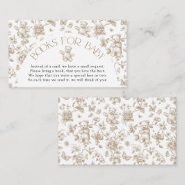 Nalle Neutralt Toile Bokar for Baby Shower Tilläggskort