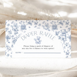 Nalle Neutralt Toile Diaper Raffle Baby Shower Tilläggskort