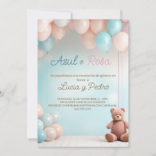 Nalle Niño o Niña - Spanska Genderna Reveal Inbjudningar