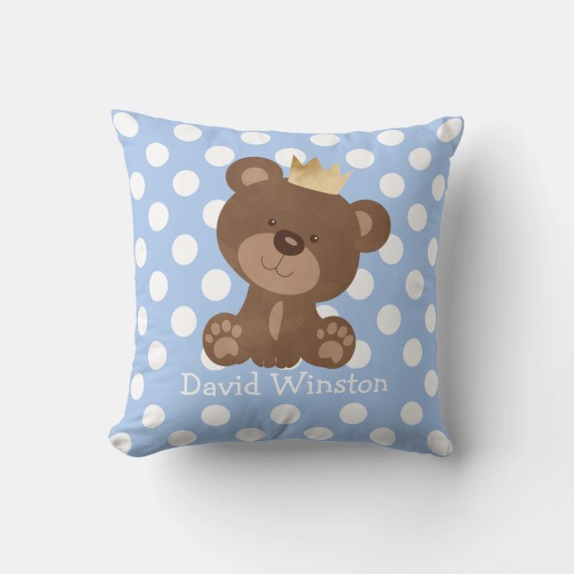 Nalle Nursery Decor Pojke Personlig Kudde (Framsida)
