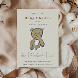 Nalle Nyfödd illustration Babyskiss Inbjudningar