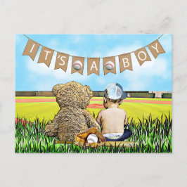 Nalle och Baby Baseball Boy's Baby Shower Vykort
