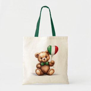 nalle och ballong med den italienska flagga. tygkasse