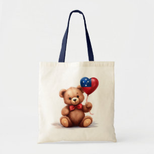 nalle och ballong med den samoanska flagga. tygkasse