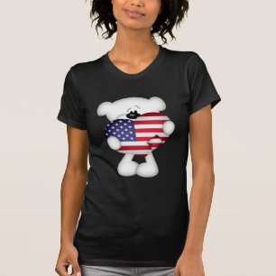 Nalle och Big USA flagga Heart Tee Shirt