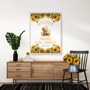 Nalle- och blomsterbabyskor poster
