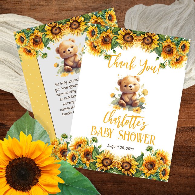 Nalle- och blomsterbabyskor tack kort (Skapare uppladdad)