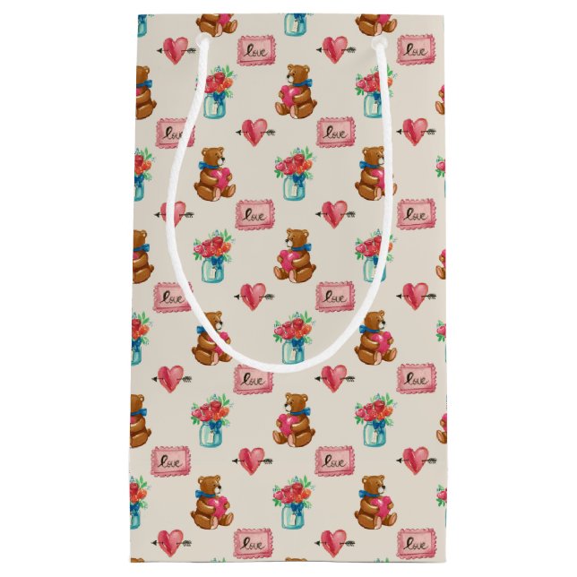 Nalle och blomsterbag för konstgjord gåva (Framsidan)