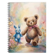 Nalle och bunny i pastel Garden