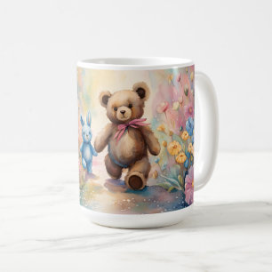 Nalle och bunny i pastel Garden Kaffemugg