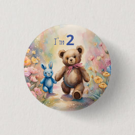 Nalle och bunny i pastel Garden Knapp