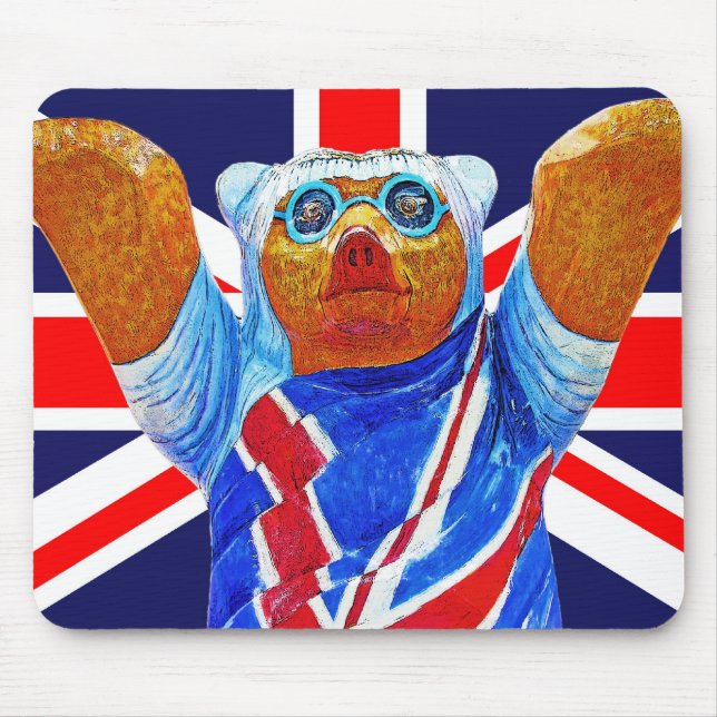 Nalle och facklig flagga för jack (UK) Musmatta (Framsidan)