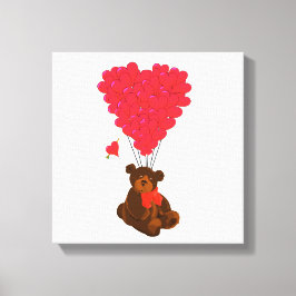 Nalle- och hjärtballonger canvastryck