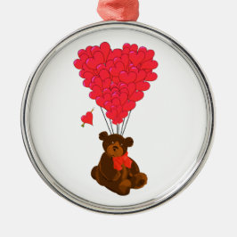 Nalle- och hjärtballonger julgransprydnad metall