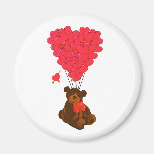 Nalle- och hjärtballonger magnet (Framsidan)