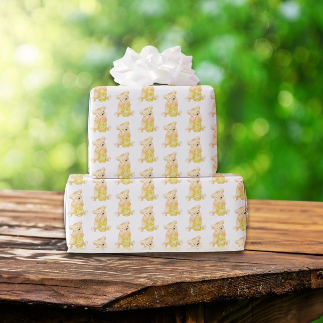 Nalle och honung Nyutral Baby Shower Presentpapper (Skapare uppladdad)