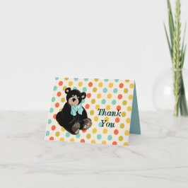 Nalle- och Polka dots Tackkort-kort Tack Kort