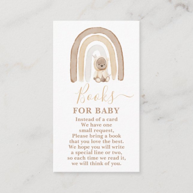 Nalle och regnbåge Bokar för Pojke-kort Tilläggskort (Framsida)