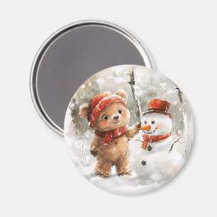 Nalle och Snögubbe Magnet
