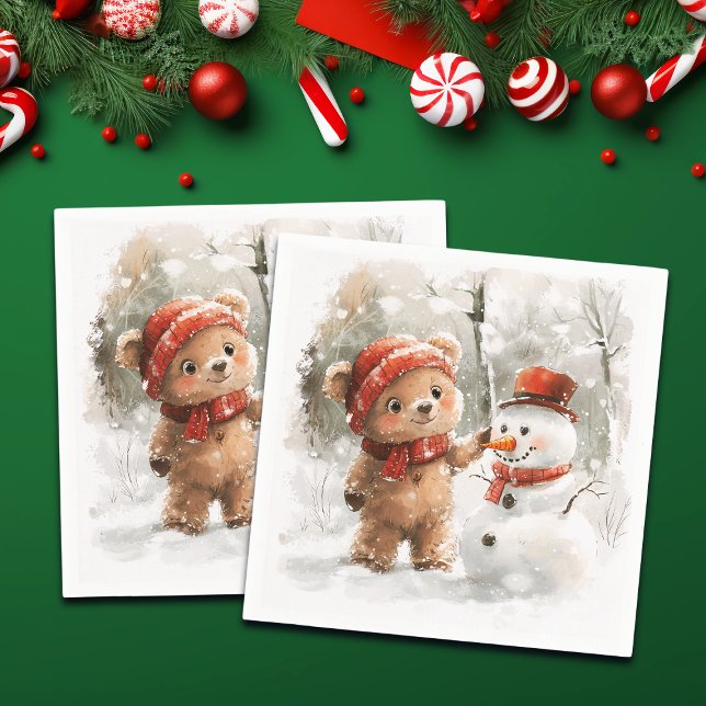 Nalle och Snögubbe Pappersservett (Skapare uppladdad)