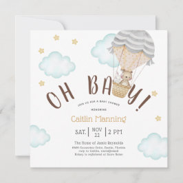 Nalle Oh Baby Woodland Neutralt Baby Shower in Inbjudningar