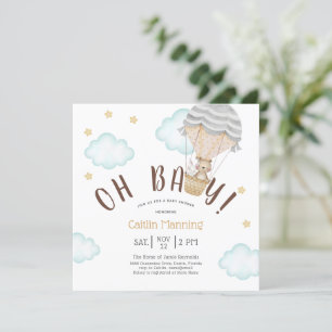 Nalle Oh Baby Woodland Neutralt Baby Shower in Inbjudningar