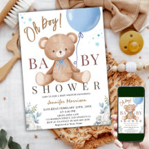 Nalle Oh Boy Baby Shower Blue Balloon