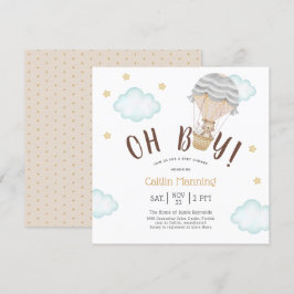 Nalle Oh Boy Woodland Baby Shower Inbjudningar