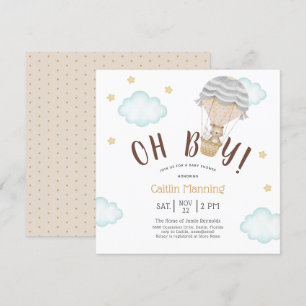 Nalle Oh Boy Woodland Baby Shower Inbjudningar