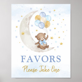 Nalle om favoritsignatur för Måne Blue Guld Poster