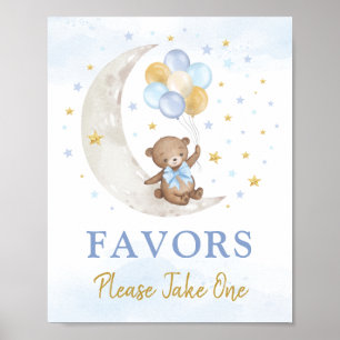 Nalle om favoritsignatur för Måne Blue Guld Poster