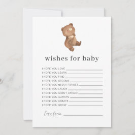 Nalle Önskemål för Baby-kort Inbjudningar