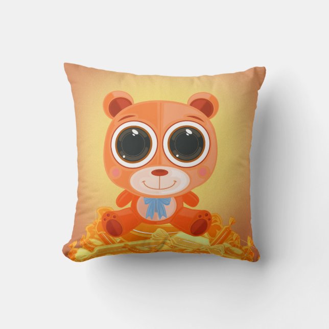Nalle - Orange av godis Kudde (Framsida)