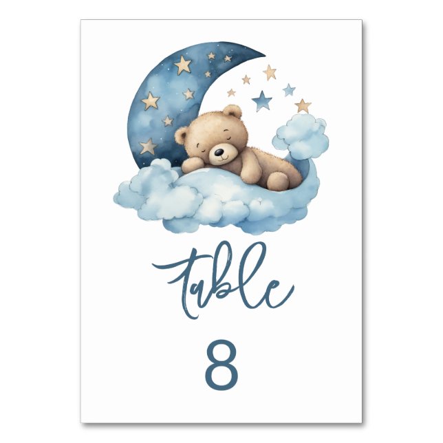 Nalle över Måne babyskaren Bordsnummer (Framsidan)
