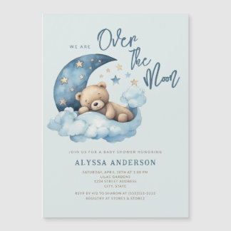 Nalle över Måne babyskaren Magnetisk Inbjudningskort